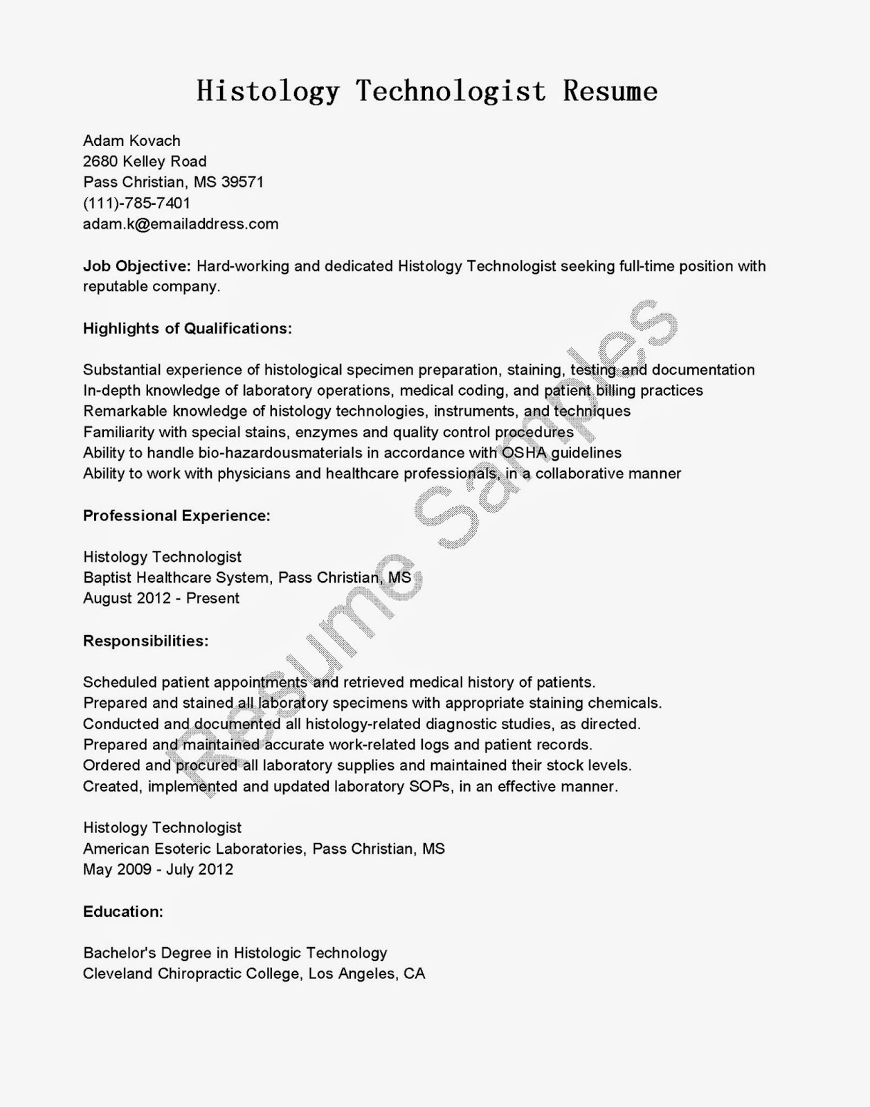 Clinical pharmacist resume template